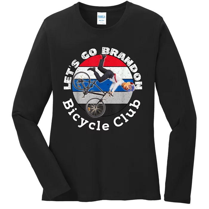 Biden Bicycle Crash Bike Wreck RIDIN With Biden Pro Trump Ladies Long Sleeve Shirt