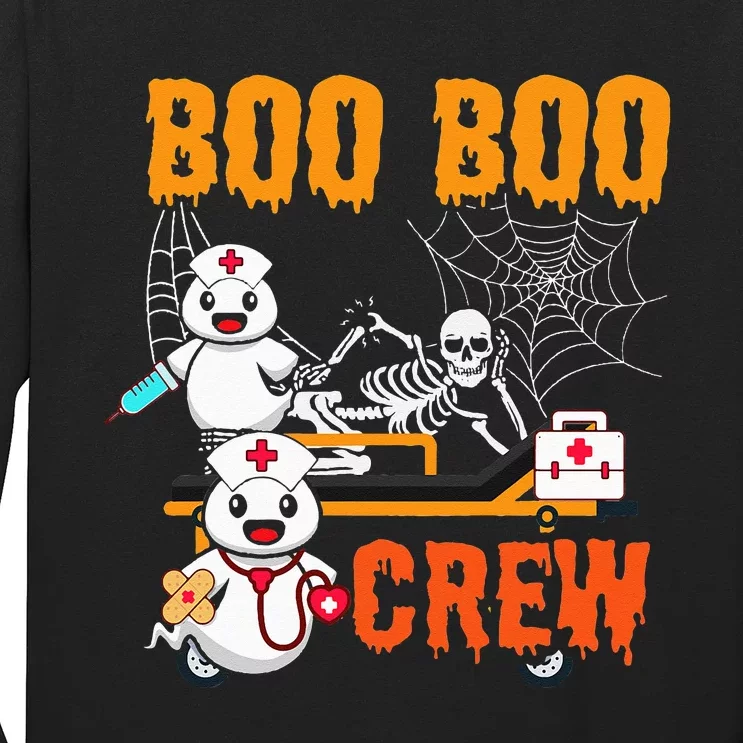 Boo Boo Crew Nurse Halloween Ghost Skeleton Nurses RN Long Sleeve Shirt