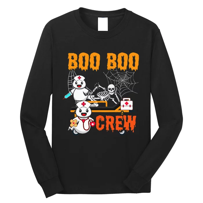 Boo Boo Crew Nurse Halloween Ghost Skeleton Nurses RN Long Sleeve Shirt