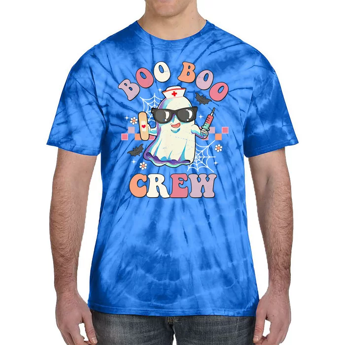 Boo Boo Crew Nurse Halloween Ghost Groovy Retro Matching Gift Tie-Dye T-Shirt