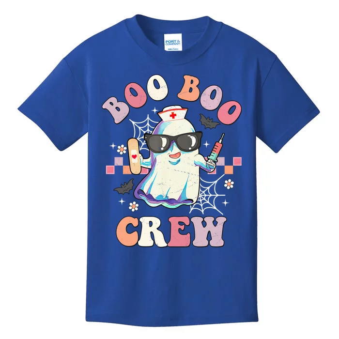 Boo Boo Crew Nurse Halloween Ghost Groovy Retro Matching Gift Kids T-Shirt