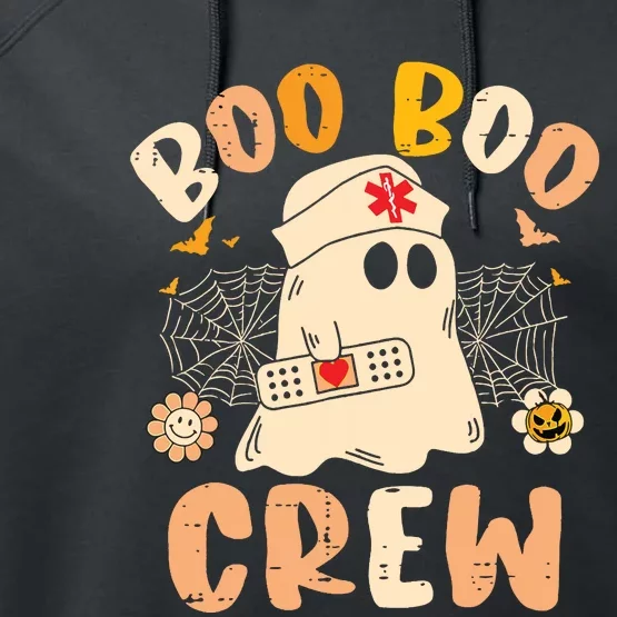 Boo Boo Crew Ghost Halloween Paramedic Nurse Rn Er Nicu Lpn Performance Fleece Hoodie