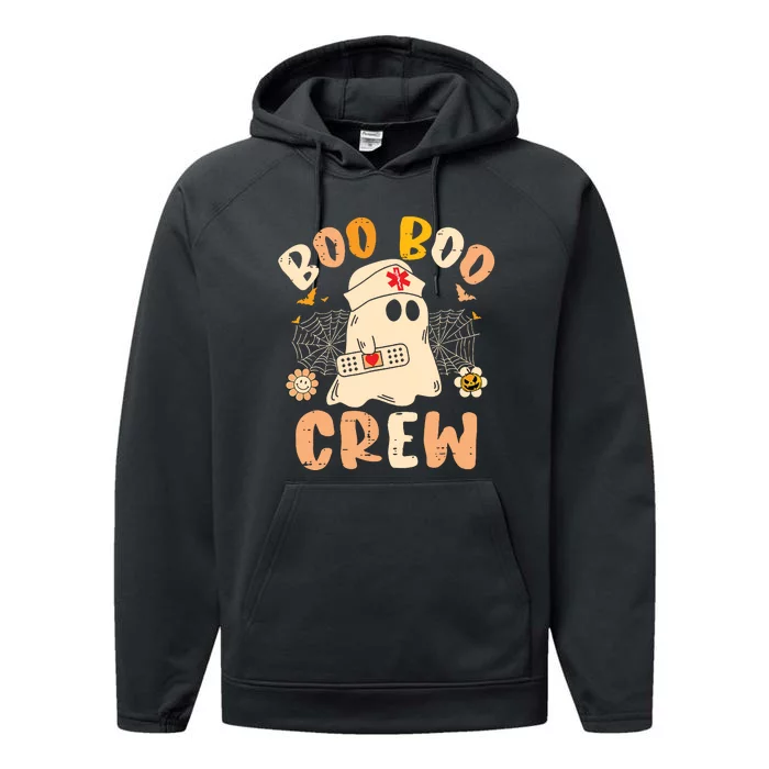 Boo Boo Crew Ghost Halloween Paramedic Nurse Rn Er Nicu Lpn Performance Fleece Hoodie