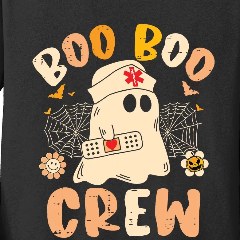 Boo Boo Crew Ghost Halloween Paramedic Nurse Rn Er Nicu Lpn Kids Long Sleeve Shirt