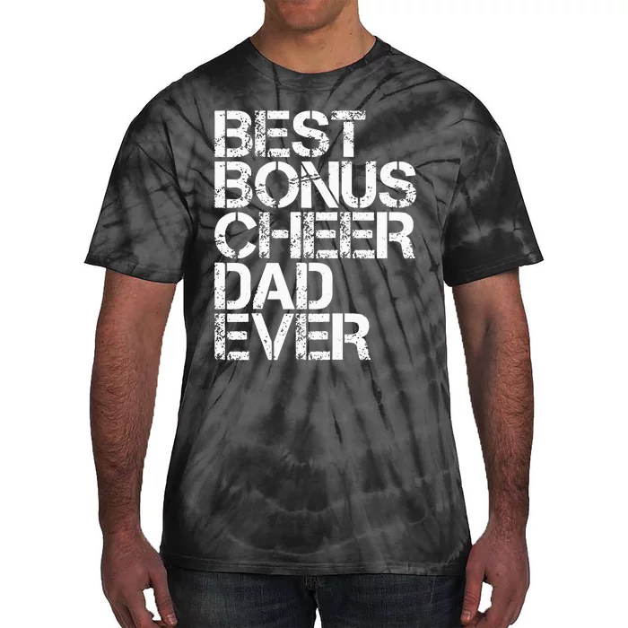 Best Bonus Cheer Dad Ever Cheerleading Stepdad Vintage Retro Tie-Dye T-Shirt