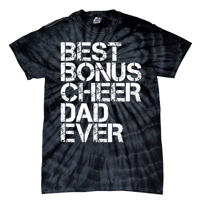 Best Bonus Cheer Dad Ever Cheerleading Stepdad Vintage Retro Tie-Dye T-Shirt