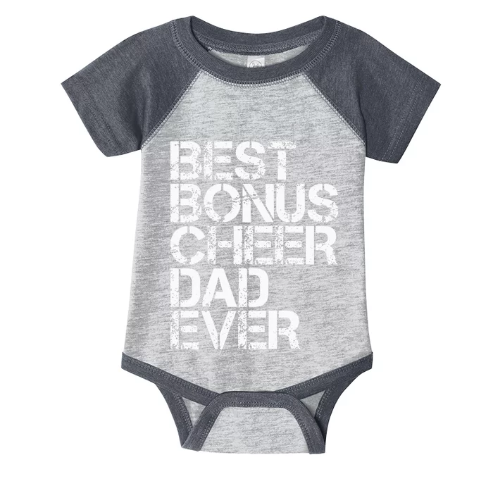 Best Bonus Cheer Dad Ever Cheerleading Stepdad Vintage Retro Infant Baby Jersey Bodysuit