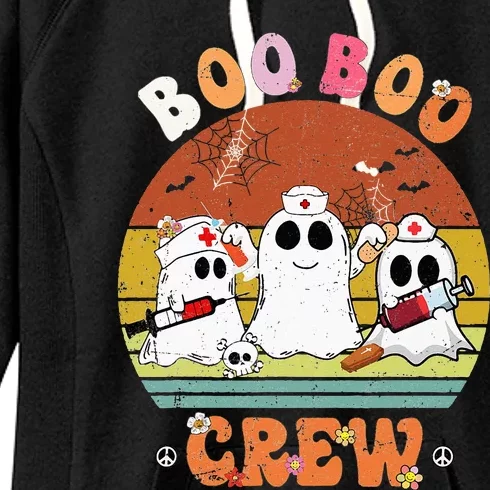 Boo Boo Crew Nurse Ghost Funny Halloween Costume Matching Women's Fleece Hoodie