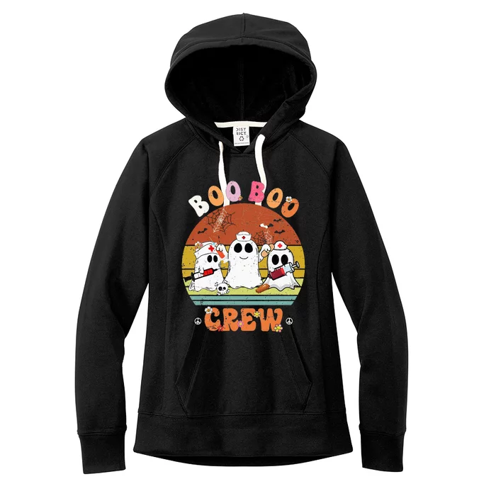 Boo Boo Crew Nurse Ghost Funny Halloween Costume Matching Women's Fleece Hoodie