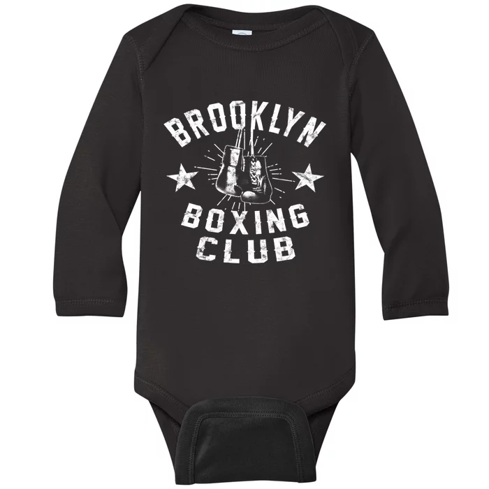 Brooklyn Boxing Club Vintage Distressed Boxing Funny Gift Baby Long Sleeve Bodysuit