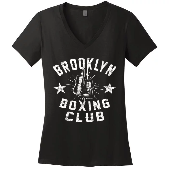 Brooklyn Boxing Club Vintage Distressed Boxing Funny Gift Women's V-Neck T-Shirt