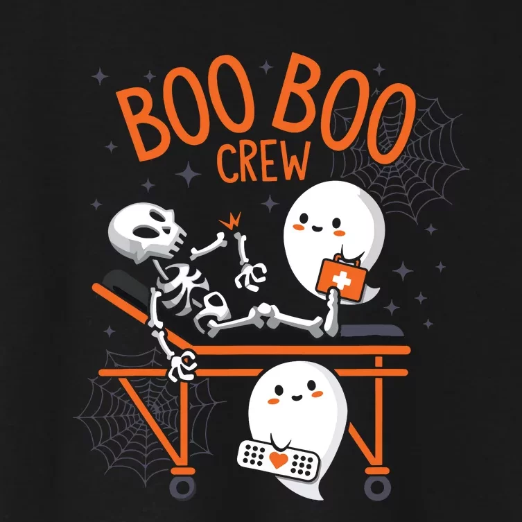 Boo Boo Crew Ghost Doctor Paramedic Emt Nurse Halloween Women's Crop Top Tee