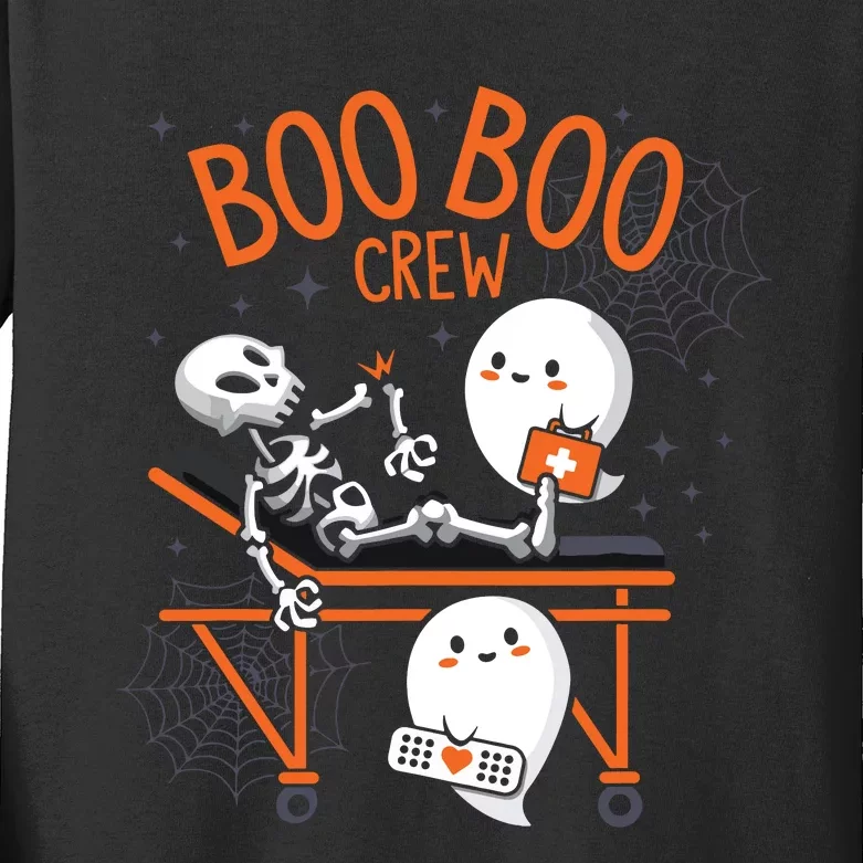 Boo Boo Crew Ghost Doctor Paramedic Emt Nurse Halloween Kids Long Sleeve Shirt