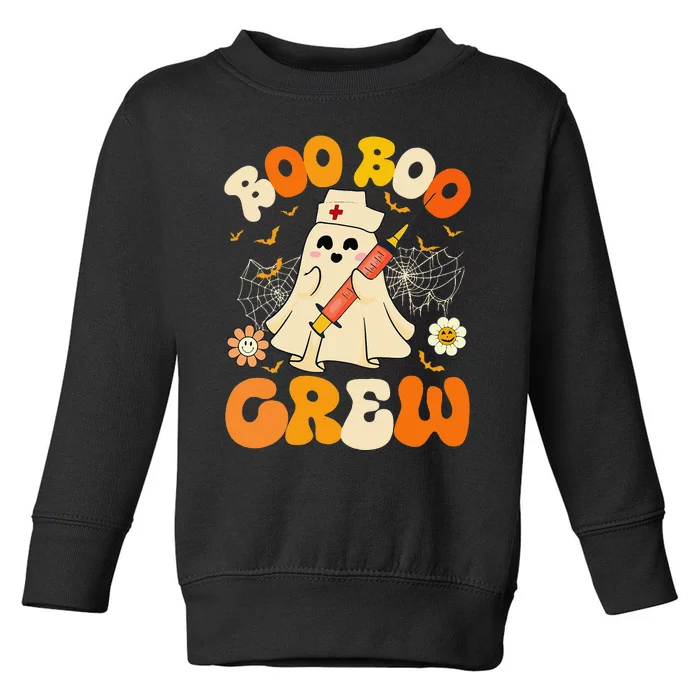 Boo Boo Crew Funny Ghost Nurse Retro Halloween Nursing Gift Toddler Sweatshirt