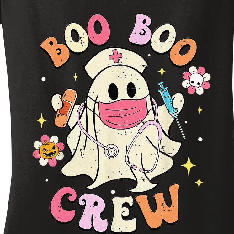 Boo Boo Crew Halloween Ghost Nurse Gift Women's V-Neck T-Shirt