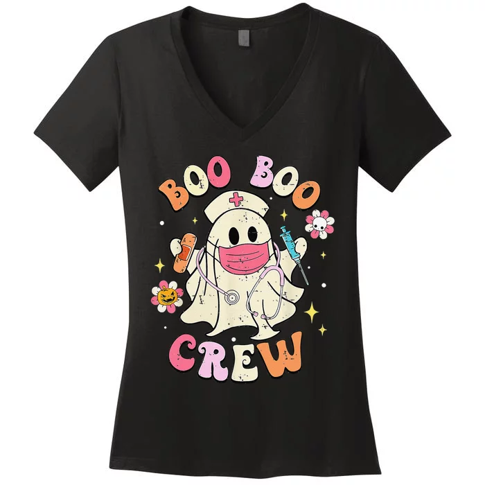 Boo Boo Crew Halloween Ghost Nurse Gift Women's V-Neck T-Shirt