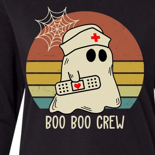 Boo Boo Crew Nurse Halloween Nurse Retro Womens Cotton Relaxed Long Sleeve T-Shirt