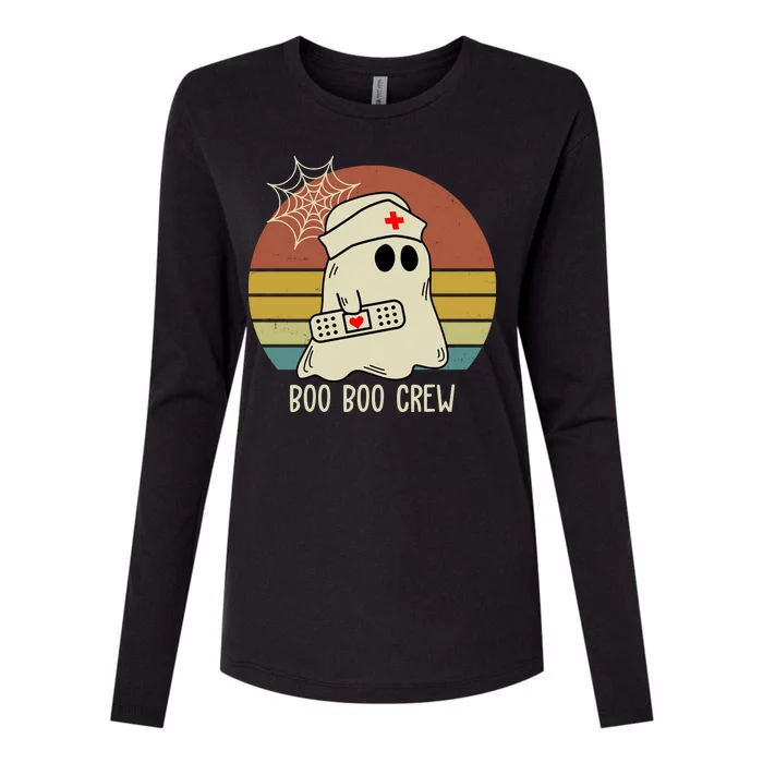 Boo Boo Crew Nurse Halloween Nurse Retro Womens Cotton Relaxed Long Sleeve T-Shirt