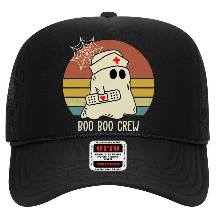 Boo Boo Crew Nurse Halloween Nurse Retro High Crown Mesh Trucker Hat