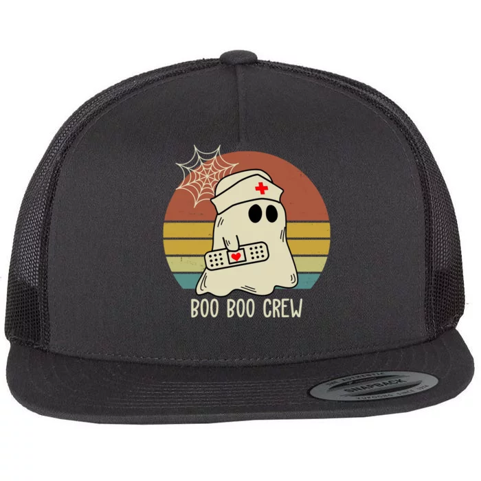 Boo Boo Crew Nurse Halloween Nurse Retro Flat Bill Trucker Hat