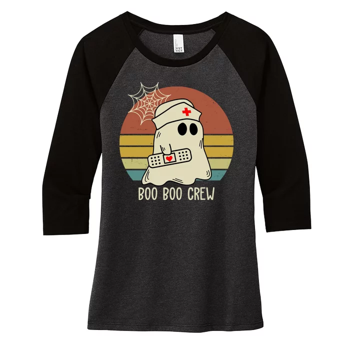 Boo Boo Crew Nurse Halloween Nurse Retro Women's Tri-Blend 3/4-Sleeve Raglan Shirt