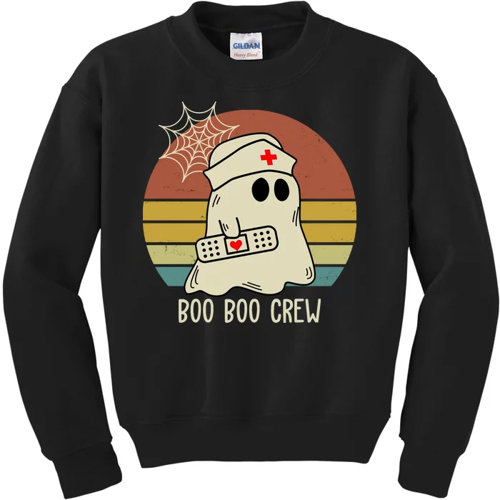 Boo Boo Crew Nurse Halloween Nurse Retro Kids Sweatshirt