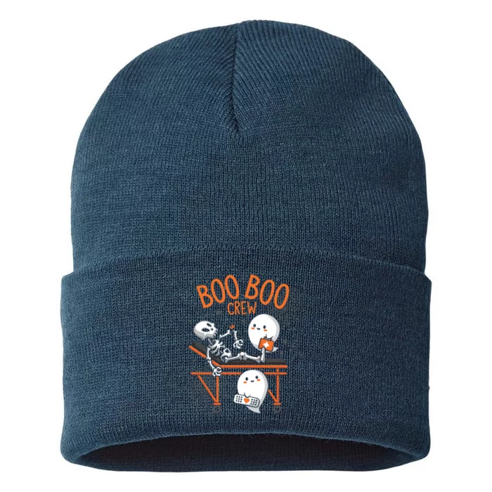 Boo Boo Crew Ghost Doctor Paramedic EMT Nurse Halloween Sustainable Knit Beanie