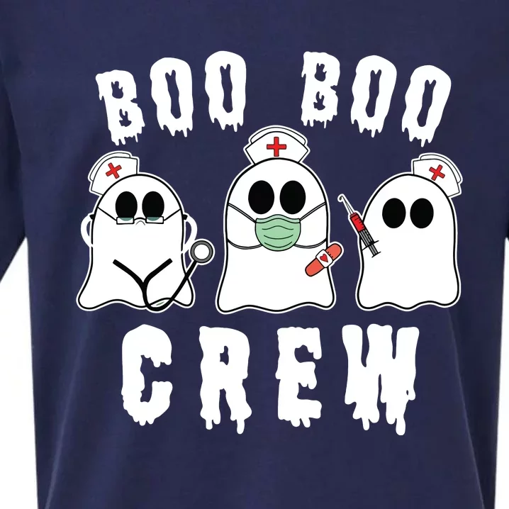 Boo Boo Crew Funny Nurse Halloween Ghost Costume Sueded Cloud Jersey T-Shirt