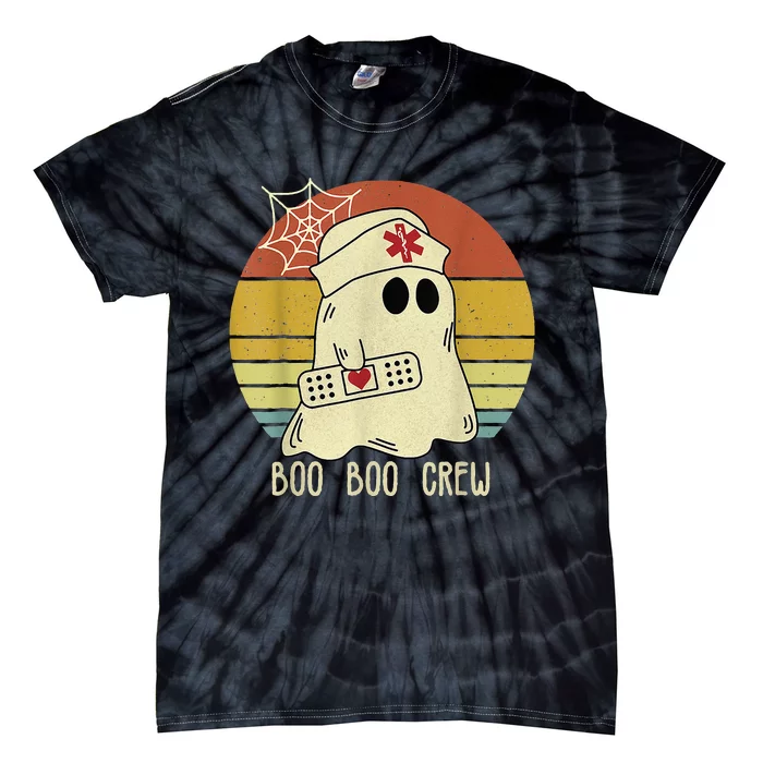 Boo Boo Crew Nurse Funny Halloween Costume Nursing Spooky Tie-Dye T-Shirt