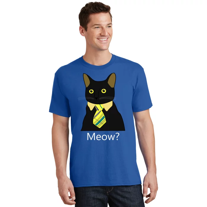 Black Business Cat Kitten With Yellow Tie Gift T-Shirt