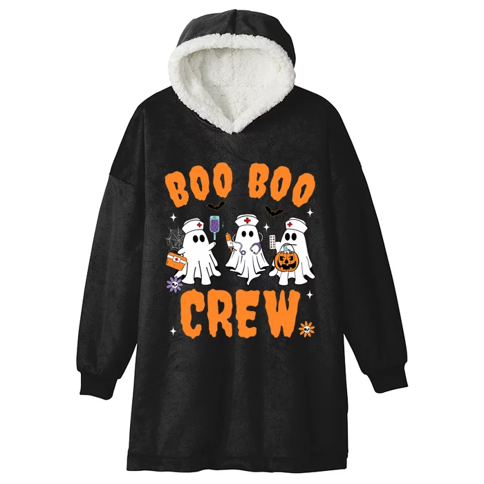 Boo Boo Crew Cute Ghost Halloween Nurse Pumpkin Nurse Women Hooded Wearable Blanket