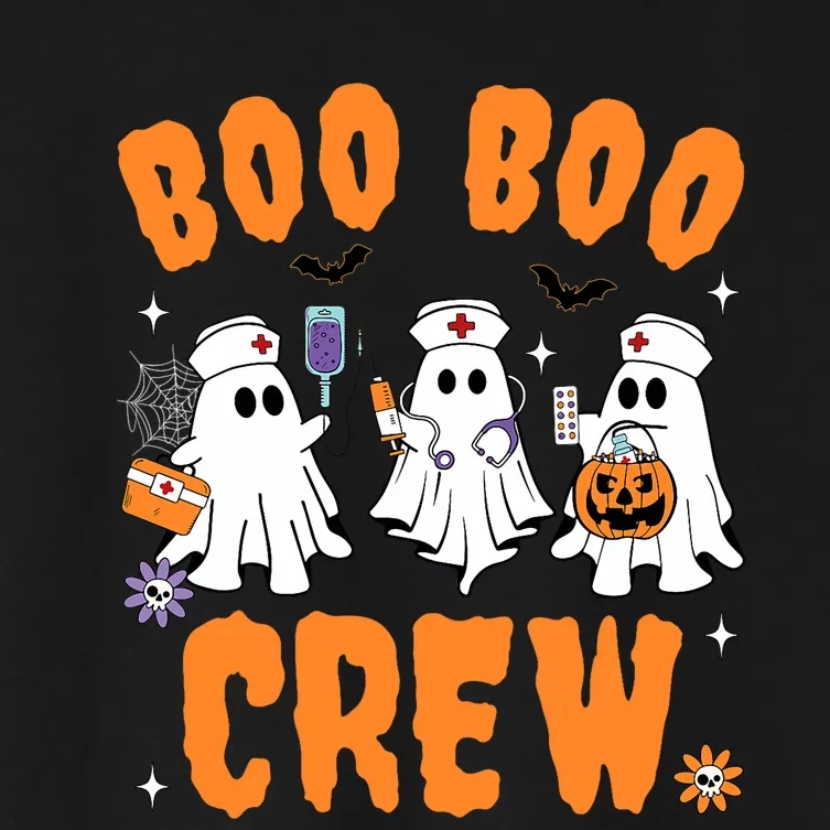 Boo Boo Crew Cute Ghost Halloween Nurse Pumpkin Nurse Women Women's Crop Top Tee