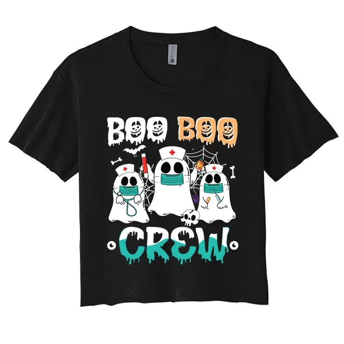 Boo Boo Crew Nurse Halloween Ghost Costume Women Women's Crop Top Tee