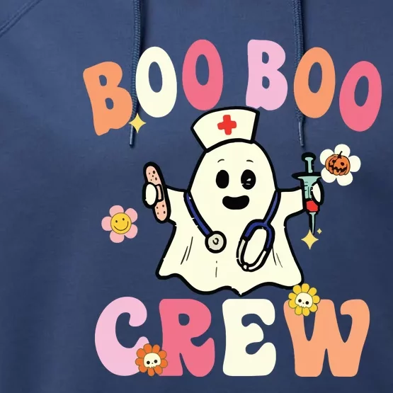 Boo Boo Crew Nurse Ghost Funny Halloween Costume For Women Performance Fleece Hoodie