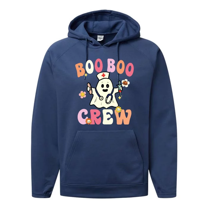 Boo Boo Crew Nurse Ghost Funny Halloween Costume For Women Performance Fleece Hoodie