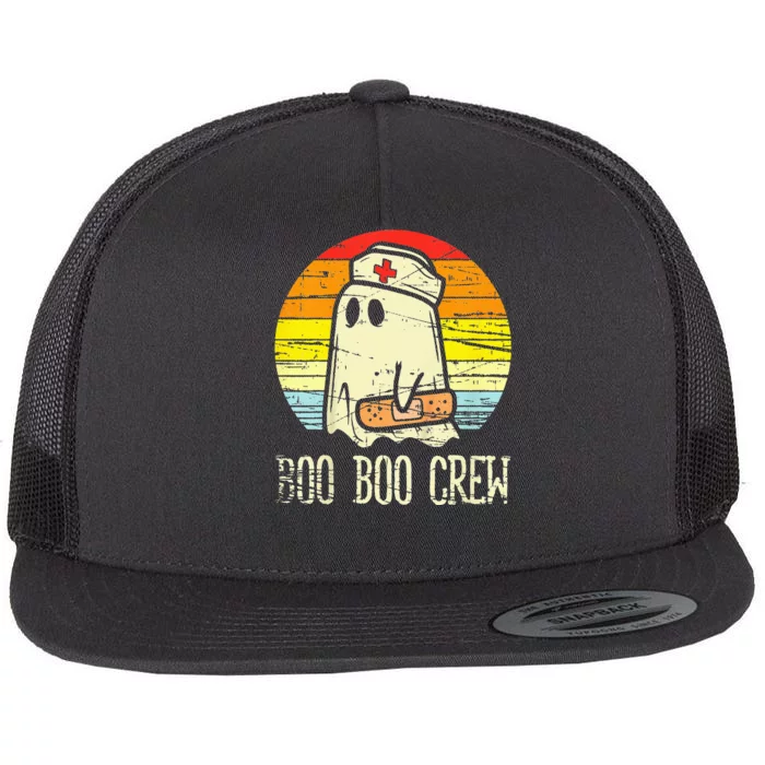 boo boo crew nurse halloween nurses rn ghost Flat Bill Trucker Hat