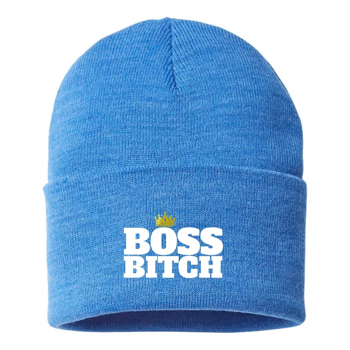 Boss Bitch Cute Gift Sustainable Knit Beanie