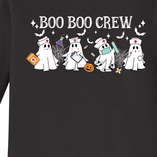 Boo Boo Crew Nurse Ghost Nursing Halloween Spooky Nurse Baby Long Sleeve Bodysuit