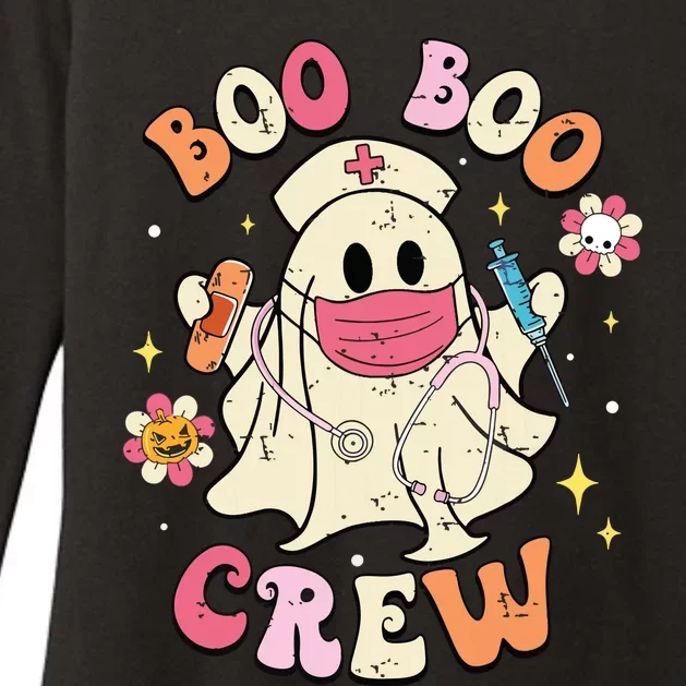 Boo Boo Crew Halloween Ghost Nurse Womens CVC Long Sleeve Shirt