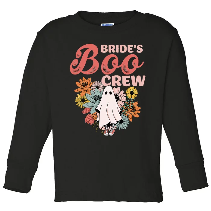 BrideS Boo Crew Floral Ghost Wedding Bachelorette Halloween Toddler Long Sleeve Shirt