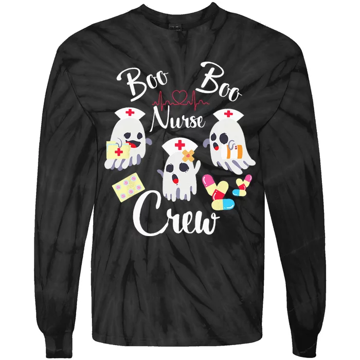 Boo Boo Crew Nurse Ghost Costume Funny Halloween Gift Tie-Dye Long Sleeve Shirt