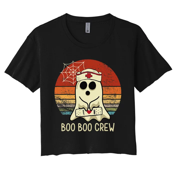 Boo Boo Crew Nurse Halloween Nurse Women's Crop Top Tee