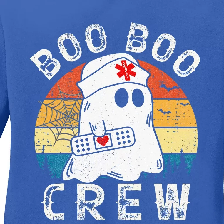 Boo Boo Crew Nurse Funny Ghost Halloween Costume Nurse Ladies Long Sleeve Shirt