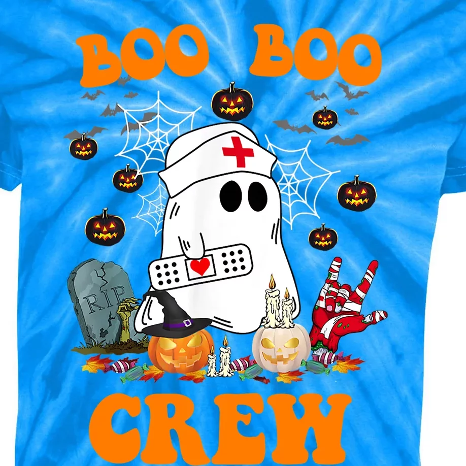 Boo Boo Crew Funny Nurse Halloween Costume Ghost Meaningful Gift Kids Tie-Dye T-Shirt