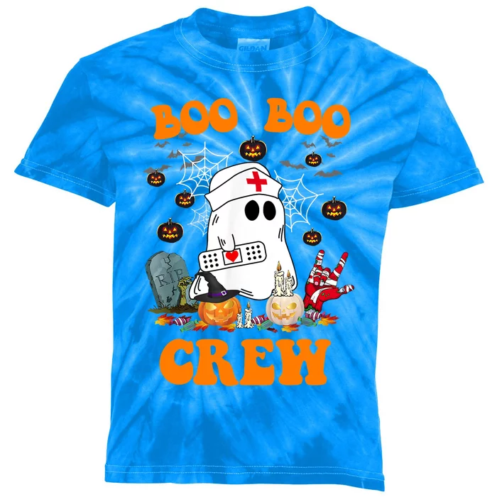 Boo Boo Crew Funny Nurse Halloween Costume Ghost Meaningful Gift Kids Tie-Dye T-Shirt