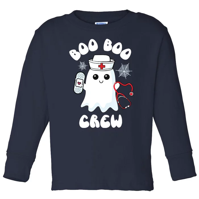 Boo Boo Crew Cute Nurse Ghost Funny Halloween Kids Toddler Long Sleeve Shirt