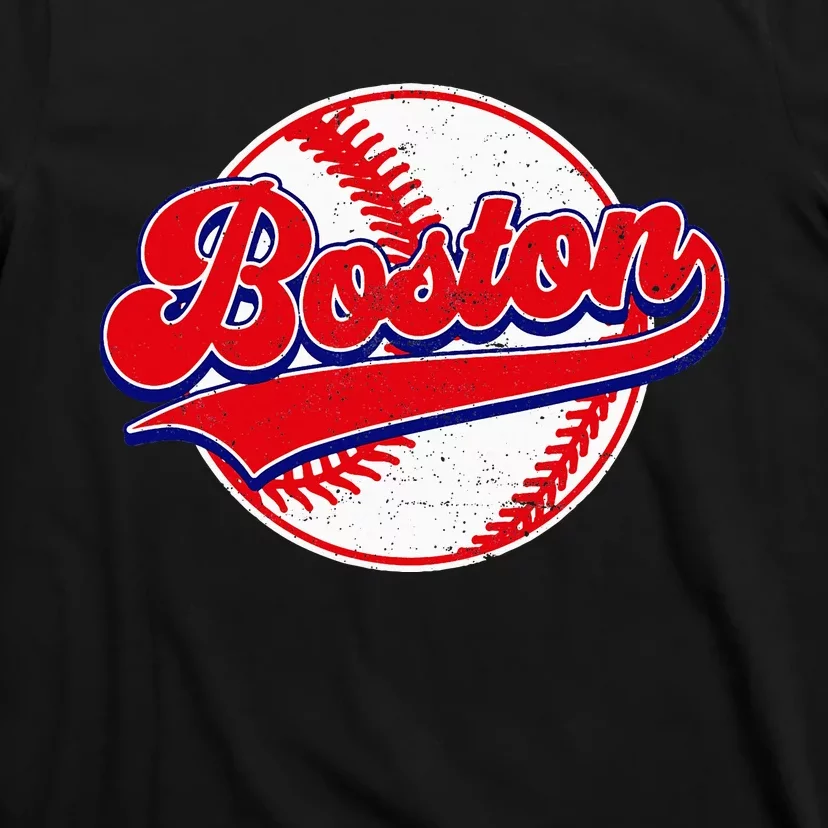 Boston Baseball Cityscape Distressed T-Shirt