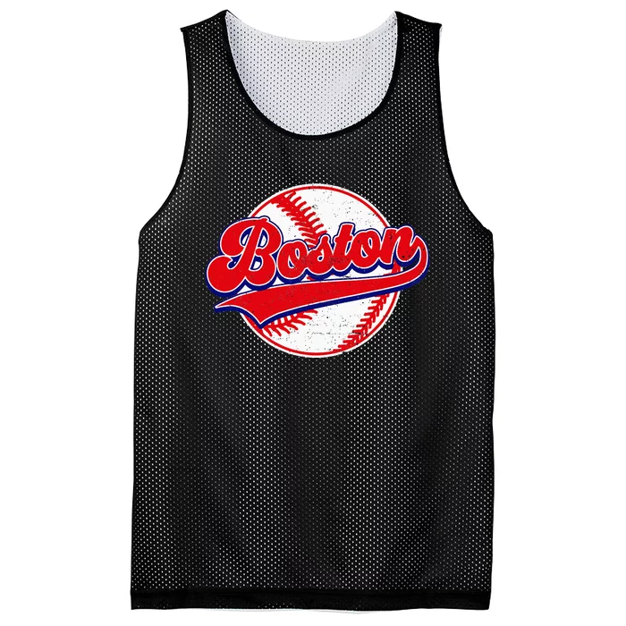 Boston Baseball Cityscape Distressed Mesh Reversible Basketball Jersey Tank