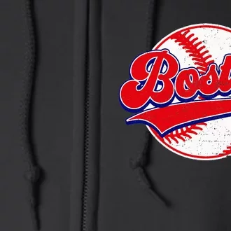 Boston Baseball Cityscape Distressed Full Zip Hoodie