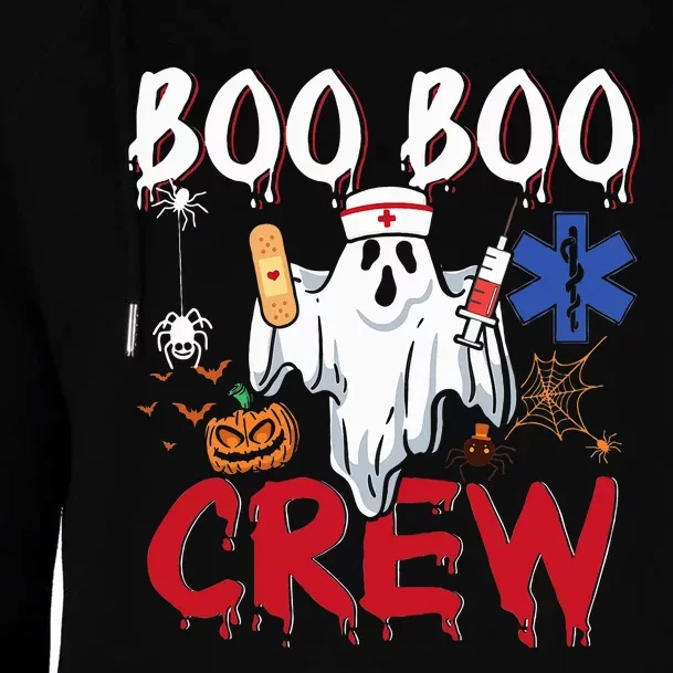 Boo Boo Crew Ghost Paramedic EMT EMS Nurse Halloween Womens Funnel Neck Pullover Hood